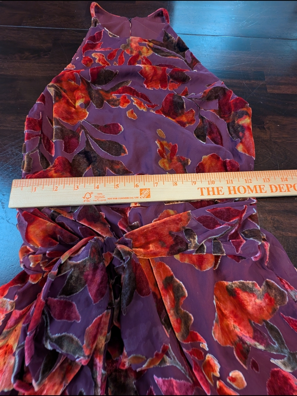 Amanda Uprichard Selah Dress, Sorrel Burnout, Women's XS, Plum/Orange - Picture 3 of 10